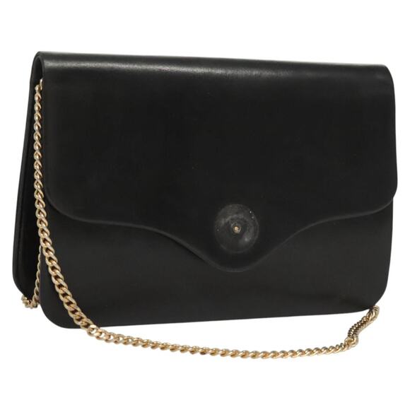 DIOR Chain Shoulder Bag Leather Black Gold - Picture 1 of 16